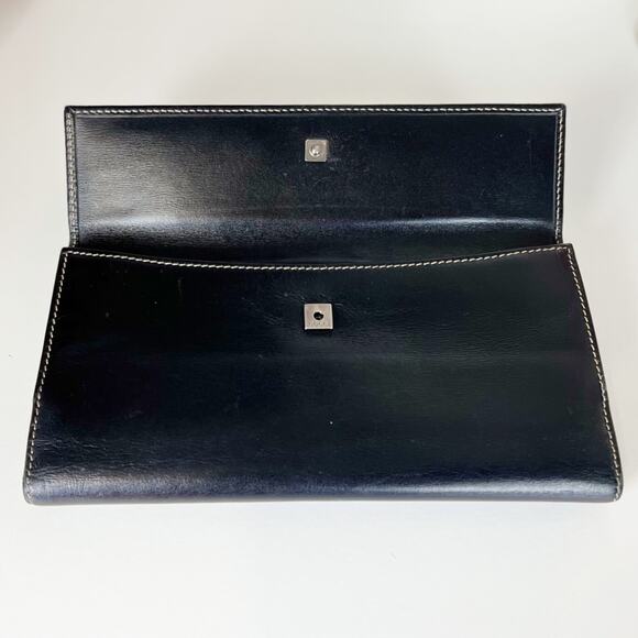 Gucci Authentic Black Leather Long Wallet with Logo Plate - Picture 7 of 14